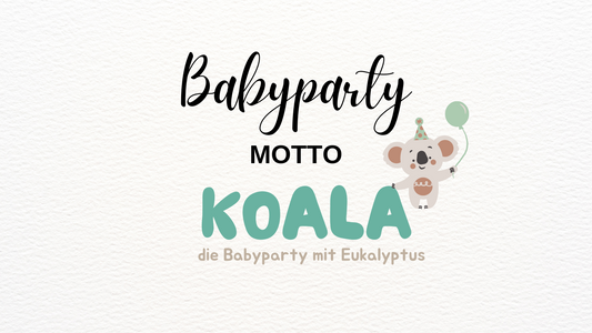 Babyparty Motto Koala mit Eukalyptus